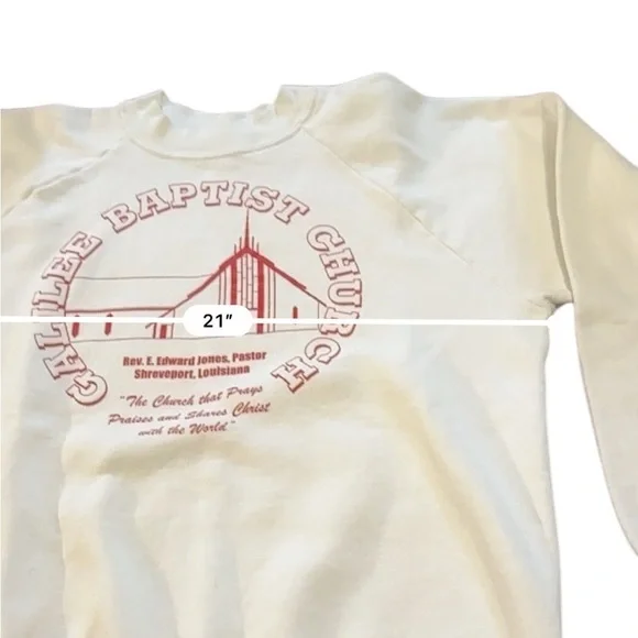 Vintage Jesus Sweatshirt 90s Galilee Baptist Church Sz L Made In USA 50/50 - Picture 5 of 6